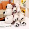 Cartoon Big Nose Polar Bear Plush Toy, Cute Lying Down Stuffed Animal with Scarf, Soft White Bear Doll Gift