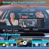 Беспроводной видеорегистратор CarPlay с экраном 10,26 дюйма, разрешением 4K, функцией Android Auto, камерой заднего вида, GPS и голосовым управлением.