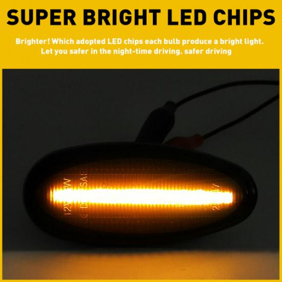 For 2003-2006 Mitsubishi Outlander Smoked Len Amber Bumper LED Side Marker Light