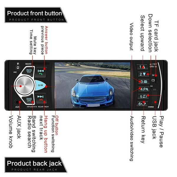 Автомагнитола HD 4.1'' 1Din FM Авторадио Аудио Стерео Bluetooth MP5 Плеер Инфракрасный Пульт Дистанционного Управления на Руле с Камерой Заднего Вида