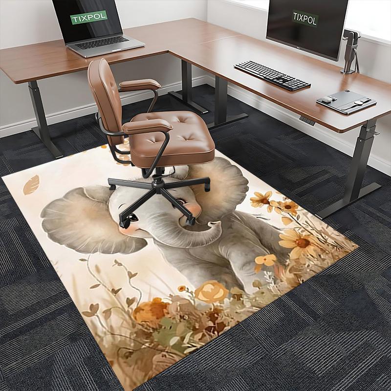 1pc Anime Elephant Chair Mat - Cute Cartoon Design, Non-Slip Office Rug for Home Decor, Suitable for All Seasons, Perfect Gift Idea.H046