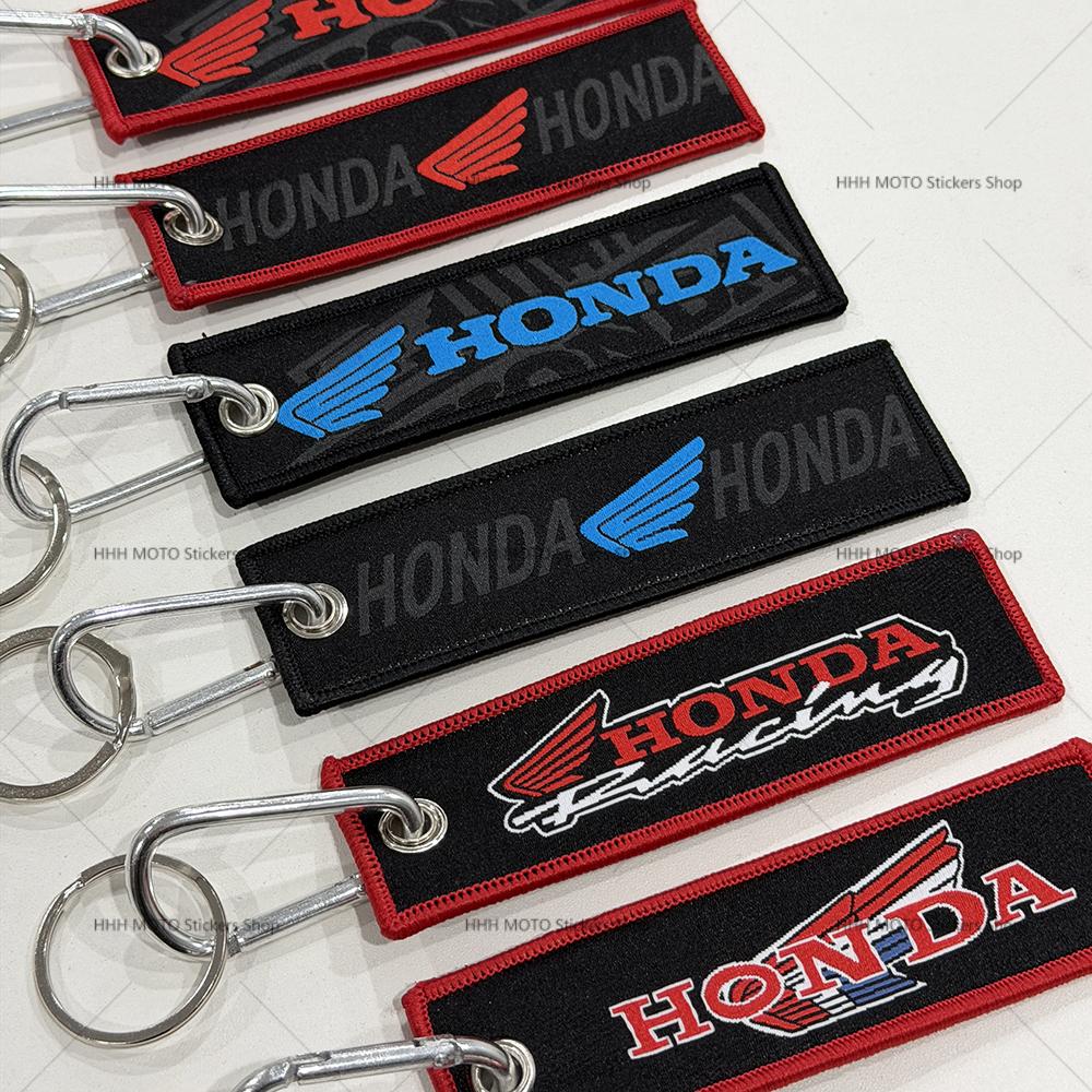 YNEPB1 Embroidery Wings Car Keychain for Honda Cars & Motorcycles Double Sided Key Fob Holder Jewelry