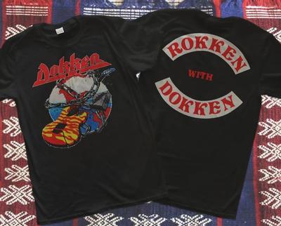 Футболка группы Dokken Футболка с туром группы Dokken Хлопковая Черная Унисекс футболка Американская Оверсайз С коротким рукавом Мужская Женская Уличный Хип-хоп Топ