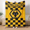 Name Custom Wolverhampton Wanderers Print Flannel Blanket High Quality Warm Comfortable Cover for All Seasons Perfect for Gifts Home Decor