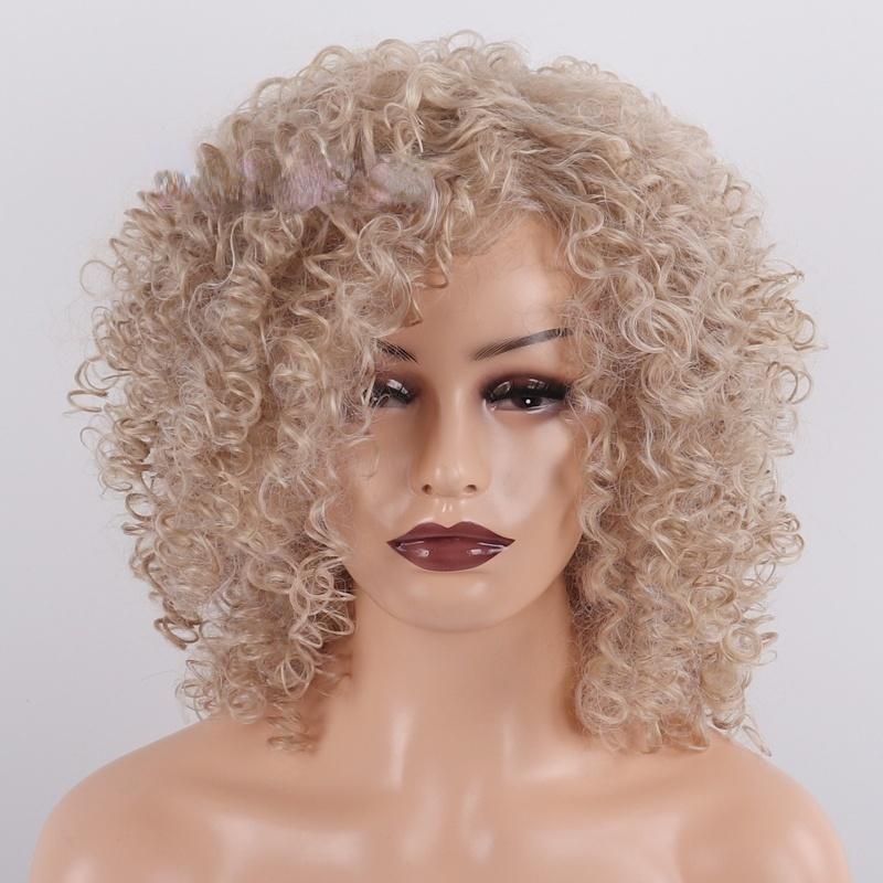 LISI HAIR Афро-женский модный короткий вьющийся парик из синтетического волокна, блондинка, вьющийся парик для женщин