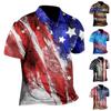 Мужской топ в западном стиле с принтом Independent Day, модная свободная рубашка с короткими рукавами и пуговицами