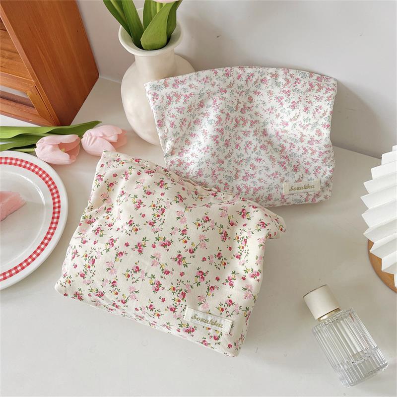 Милая Сладкая Цветочная Косметичка Большой Вместимости Портативная Дорожная Сумка для Хранения Макияжа Органайзер Женский Клатч Девичьи Косметички