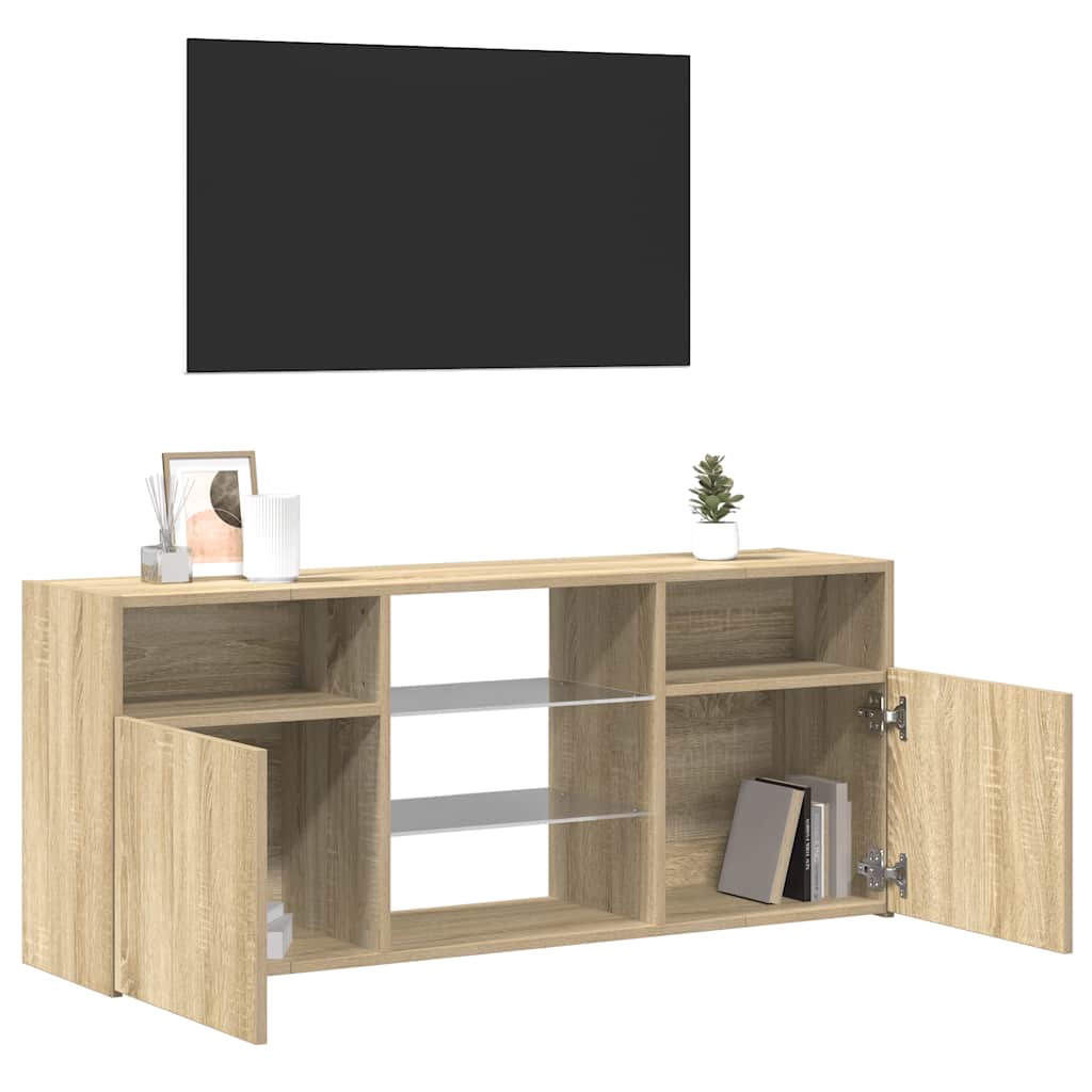 TV Stand with LED Lights Sonoma Oak 120 x 30 x 50 cm