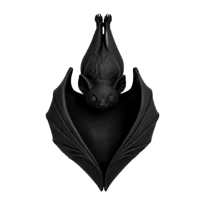Dark Bat Hanging Pot for Trailing Foliage, Suspended Piece With Top Cord for Entryway, Window, Porch, and Indoor Wall Display Accent