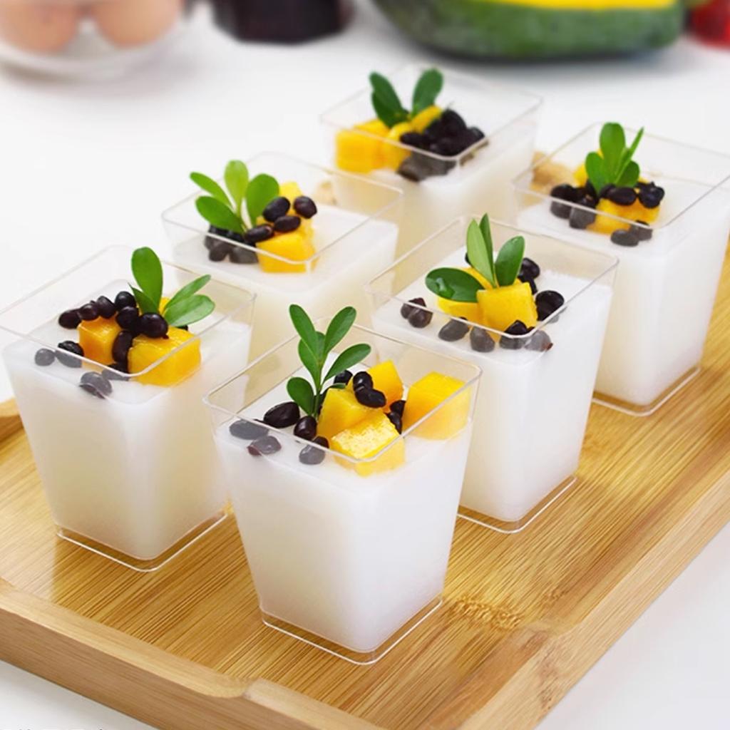 50 шт. десертных стаканчиков 150 мл десертные квадратные стаканчики моющиеся стаканчик для парфе закуски десертная чашка миска пластиковая десертная чашка для Рождества