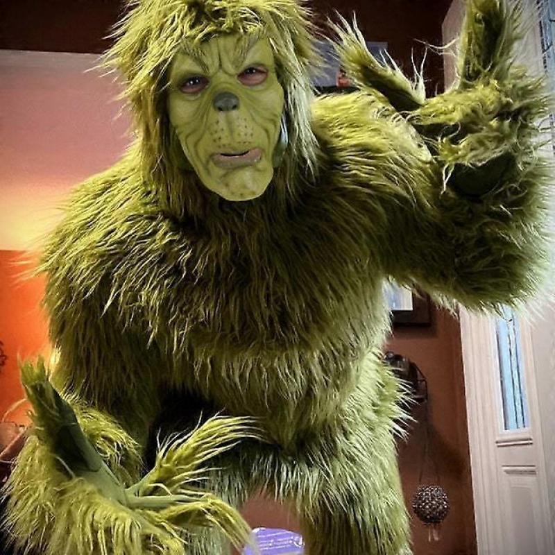 2025 Halloween Grinch Costume with Furry Pants Christmas Role Play Suit Funny Cosplay Outfit