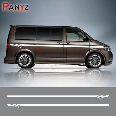 Для Volkswagen VW Transporter T4 T5 T6 2 шт. Автомобильные наклейки Фургон Боковые гоночные полосы Графика Виниловая пленка Наклейки Аксессуары