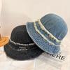 Шляпа-ведро из джинсовой ткани в стиле ретро и старой потертости, простая шляпа, универсальная шляпа для бассейна, солнцезащитный козырек для весны и осени
