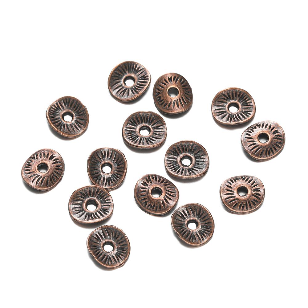50/100pcs Alloy Antique Bronze Round Spacer Beads Charms For Diy Beaded Bracelets Necklace Jewelry Handmade Making Accessories