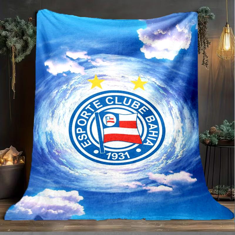 1PC Esporte Clube Bahia Sports Club Emblem Printed Soft Flannel Blanket Throw for Adult Bedroom Living Room Sofa Camping Fan gifts Christmas Gifts