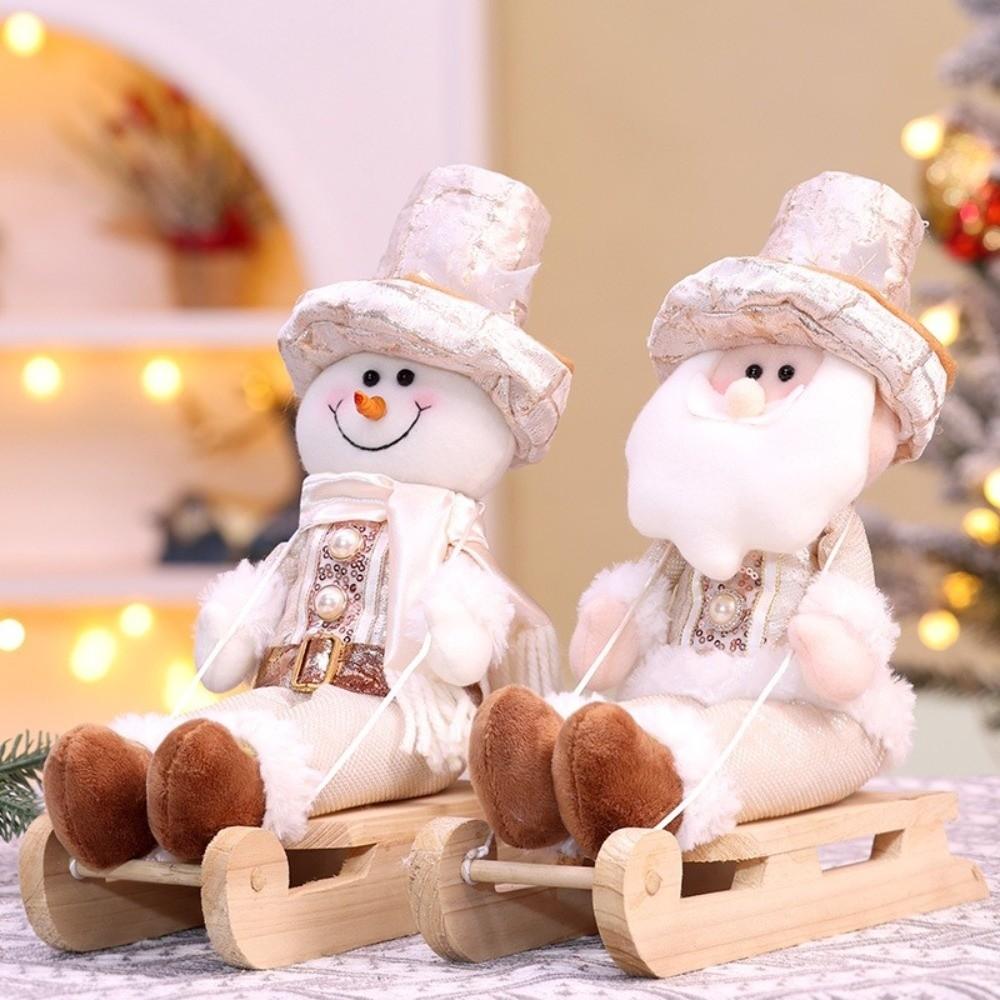 Креативные сани с шампанским Сидячий мультяшный Изысканные рождественские украшения Санта-Клаус Мягкий снеговик Настольное украшение для дома
