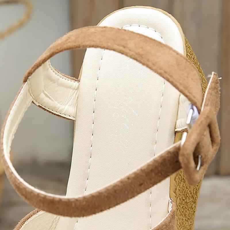 Женские сандалии большого размера на покатом каблуке, летние повседневные пляжные сандалии с пряжкой и толстой подошвой, размеры 34-43