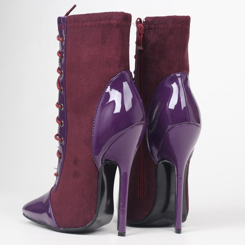 Ботильоны на очень высоком каблуке 14 см, с острым носком, на тонком каблуке, со шнуровкой, размер 36–46