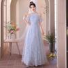 Blue evening dress women's high-end sense of light luxury niche high-end bar mitzvah host graduation ceremony banquet temperament skirt