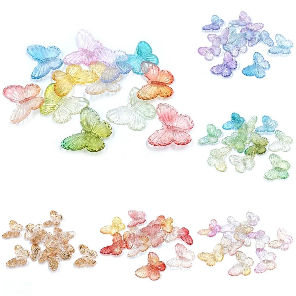 Charm 10pcs Gradient With Hole Double Color DIY Hairpin Jewelry Accessories Handmade Butterfly Creative for Bracelet Necklace Making Material Pendant