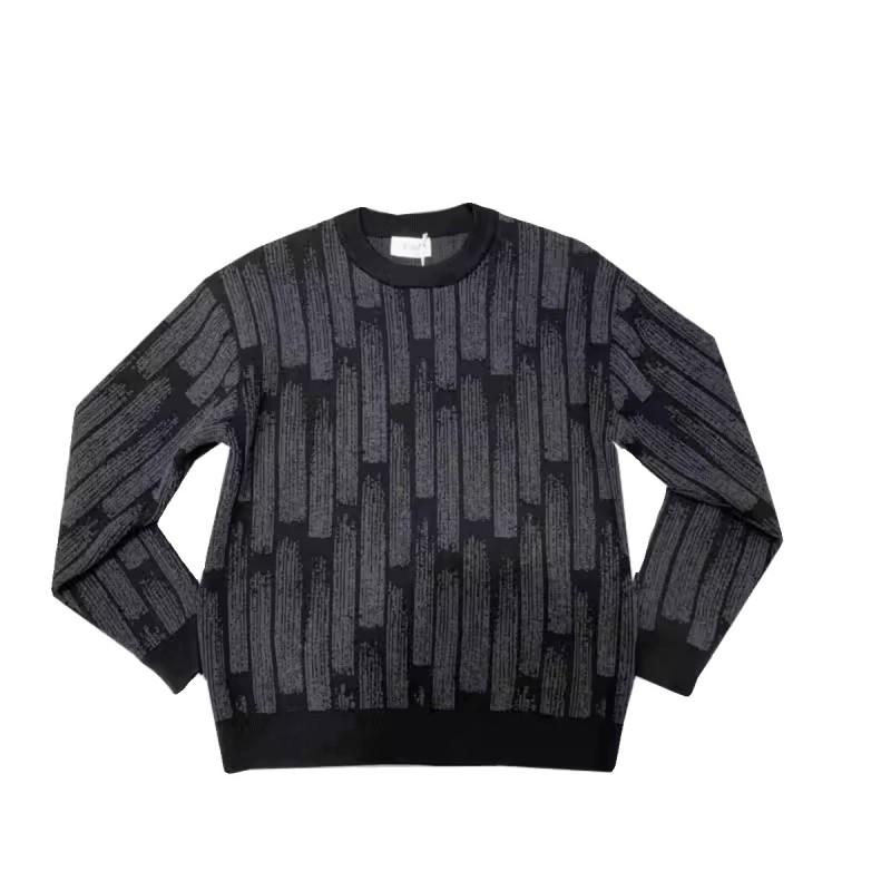 Vintage Striped Knit Sweater Women Casual Warm Thick Crewneck Pullover
