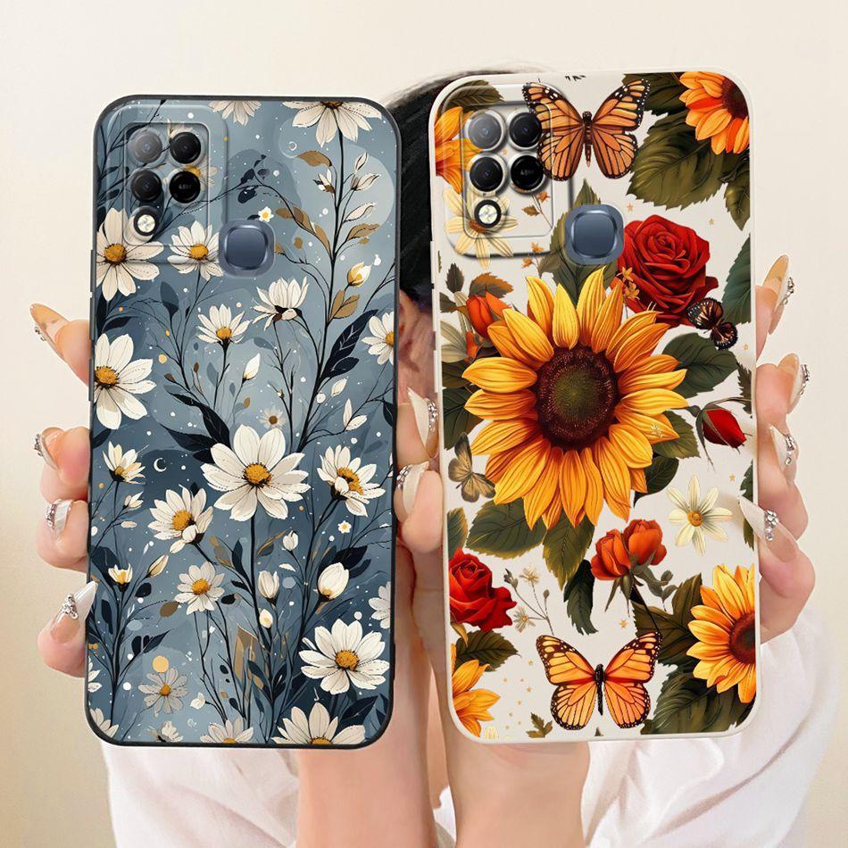 For Infinix Hot 10T 10S NFC 10i X659B X658E X689 X689C Cute Cat Flower Butterfly Cartoon Shockproof Soft Silicone Phone Case