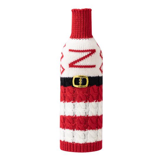 Рождественский чехол для бутылки вина, многоразовый вязаный чехол с буквами, праздничный декор стола