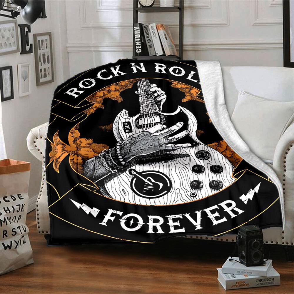 1pc Rock N Roll Guitar Blanket Soft All Season Throw with Vibrant Design, Perfect for Home, Travel, and Gifts, Ideal for Naps and Camping