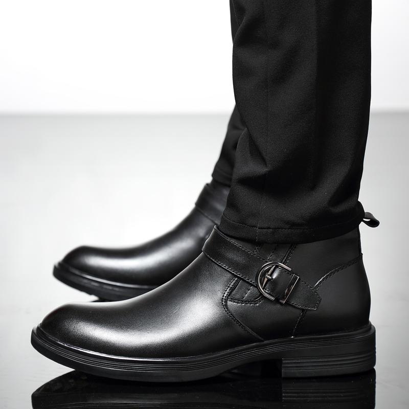 Модные винтажные британские мужские простые ботинки из натуральной кожи, высококачественные деловые ботинки, повседневные ботинки с круглым носком и боковой молнией