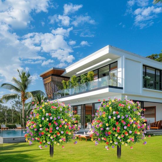 Искусственная топиарная композиция с цветами, искусственные кусты для улицы, растения с шипами для земли, устойчивые к ультрафиолетовому излучению, искусственные цветы для сада, патио, балкона, декора