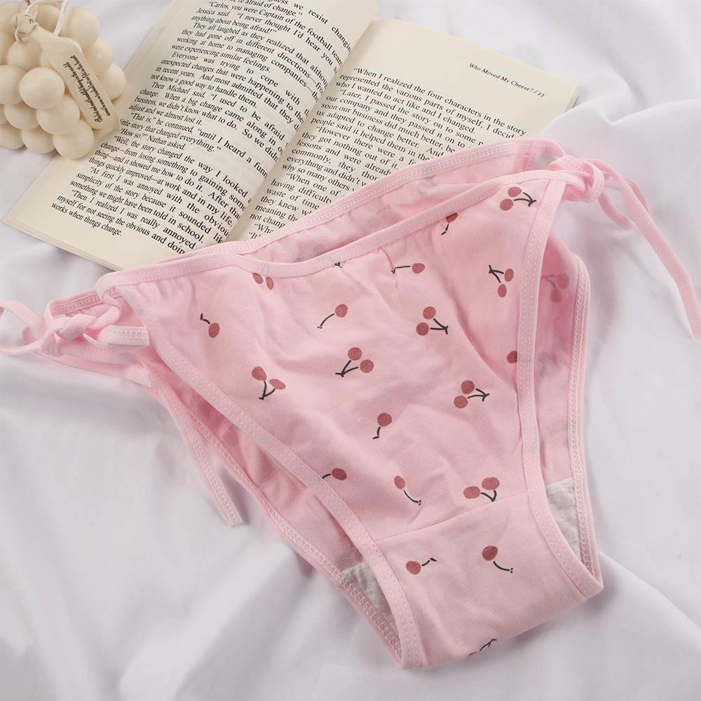 Девочка Мультяшная Вишня Лолита Бант Хлопок Аниме Нижнее белье Женские Трусы Стринги Повязка Кружево