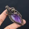 Amethyst Gemstone Pure Copper Wire Wrapped Handmade Pendant Jewelry For Gift