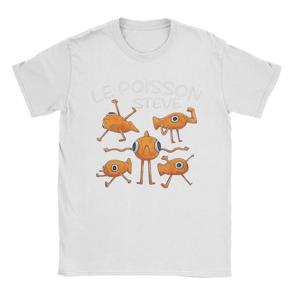 Fish Le Poisson Steve Meme T-Shirt Men  Leisure Pure Cotton Tee Shirt O Neck Short Sleeve T Shirts Plus Size Clothes
