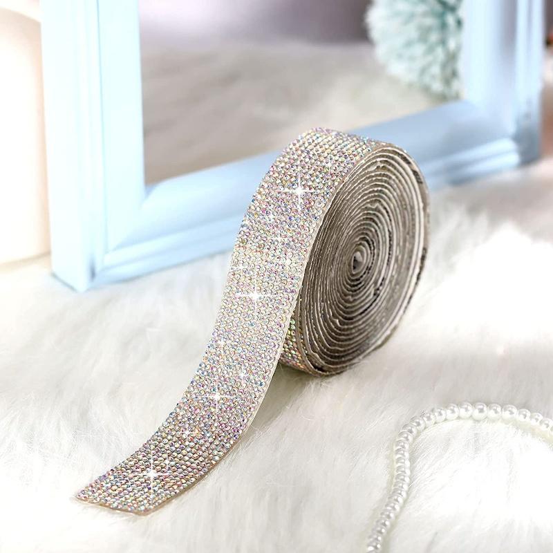 Self Adhesive Crystal Rhinestone Diamond Ribbon DIY Decoration Sticker with 2 Mm Rhinestones for Arts Crafts DIY Car Phone Decoration