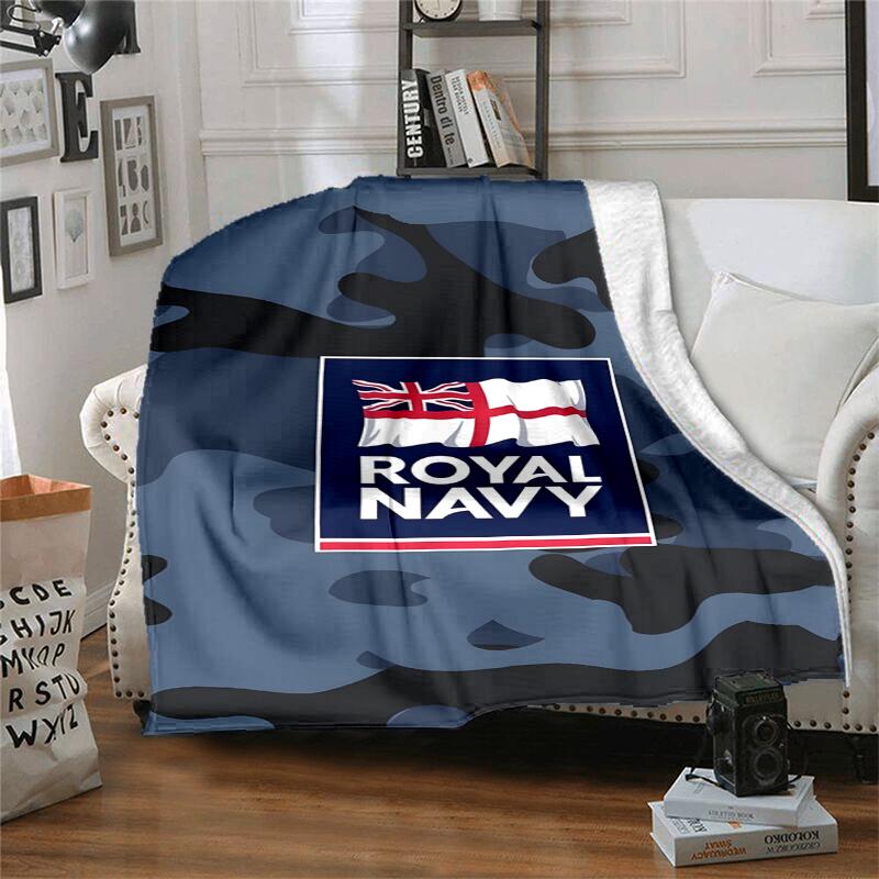 Royal Navy Flannel Blanket Soft All-Season Throw, Design for Camping, Car Travel, Hiking Sofa, Bed, Office Perfect Gift for Parties