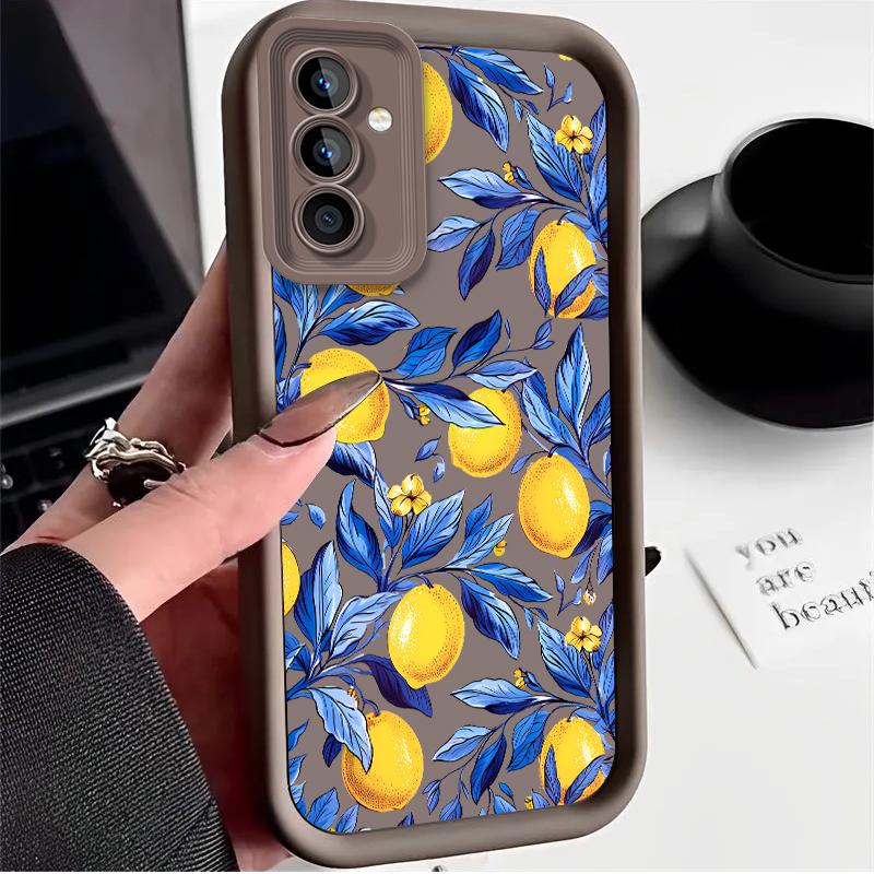 Свежий лимонный чехол для Samsung Galaxy A53 A50 A50S A36 5G A35 A34 A33 A32 A30 A26 A24 A23 A22 A20 A16 A15 A14 A13 A12 4G
