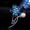 Elegant Luxury Women Girls Rhinestone Flower Pearl Brooches Badges Fashion Casual Crsytal Plant Jewelry Pins For Women Party