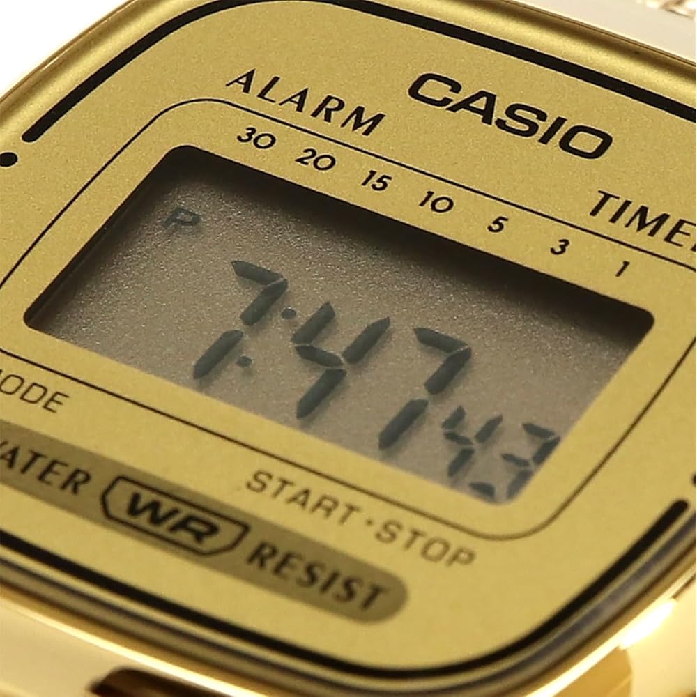 Женские цифровые часы Casio LA670WEMY-9 Золотой сетчатый ремешок Международная модель