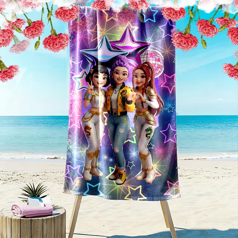 Kpop Demon Hunters Beach Towel Perfect for Travel, Outdoor Activities, Swimming, Camping, Hiking