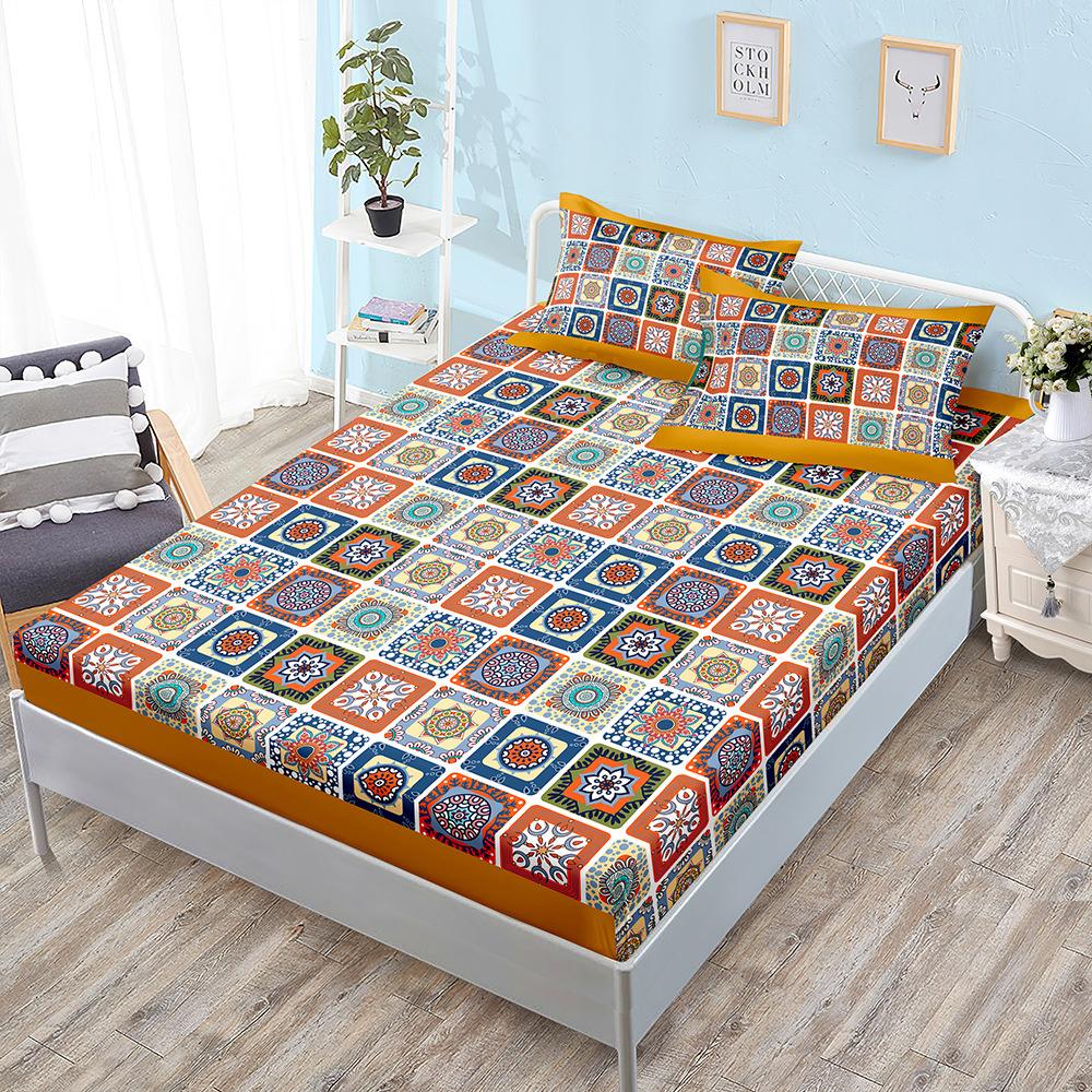 Bohemian Style Sheet Bed Mattress Protector Fashion Bedding Elastic Fitted Sheet Kids Adults Bed Cover Twin Full Queen King Size