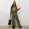 Bailuyu Women's 2025 Autumn Casual Colorblock Ruffle Cargo Pants