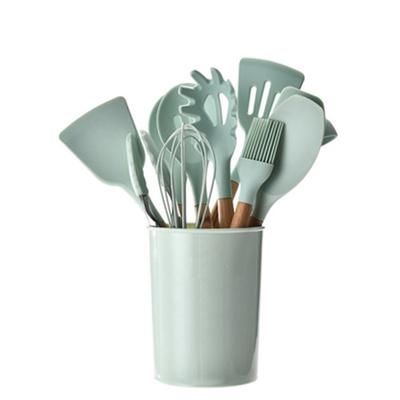 12 шт., силиконовая кухонная утварь премиум-класса с эргономичными деревянными ручками, удобная сковорода с антипригарным покрытием, кухонные принадлежности, кухонные принадлежности, 12 шт.