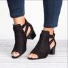 Retro Peep Toe Thick Heels Sandals for Women  Buckle Belt Back Zipper Gladiator Shoe Sandalias De Mujer Size 35-43