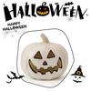 Halloween Pumpkin Lantern Light Up Pumpkin Ornament with Spooky Curved Face for Halloween Party Indoor Outdoor Decor