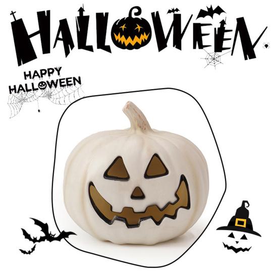 Halloween Pumpkin Lantern Light Up Pumpkin Ornament with Spooky Curved Face for Halloween Party Indoor Outdoor Decor
