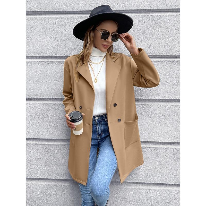 Женская куртка осенний кардиган средней длины двубортный вязаный пиджак