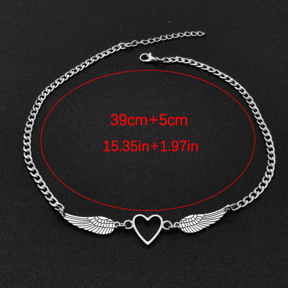 Ожерелье с кулоном в виде сердца с крыльями ангела: Универсальный дизайн в виде сплава с перьями для мужчин и женщин