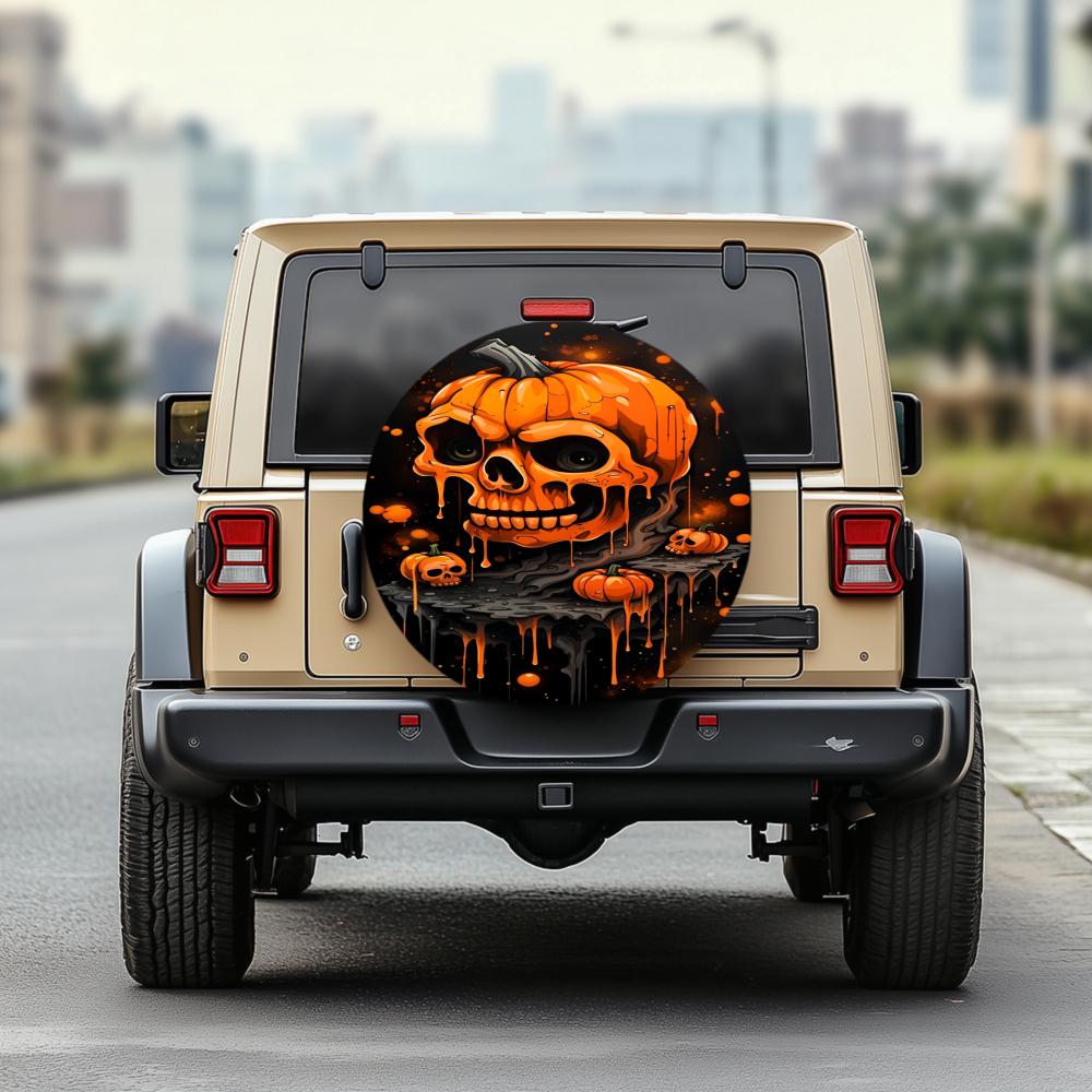 1 шт. 30/34 дюйма Многофункциональный чехол на запасное колесо для Jeep, прицепа, RV, внедорожника, грузовика, кемпера, транспортных средств с Хэллоуинской тыквой и черепом
