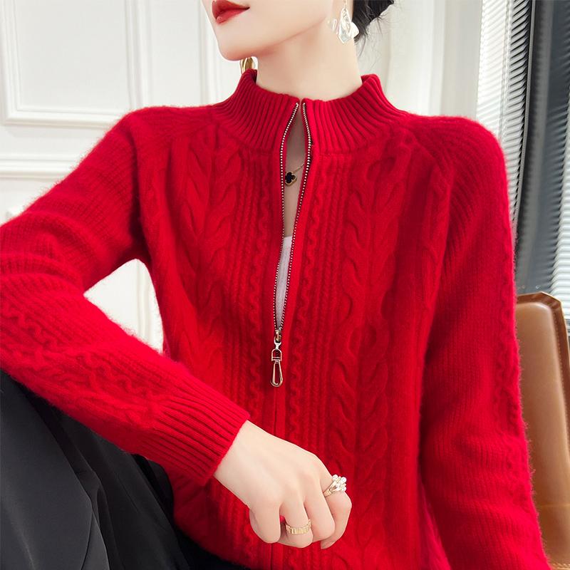 Женский кашемировый кардиган Qinghe Cashmere 30% кашемира 70% шерсти Осенне-зимний кашемировый кардиган Утепленный Мягкий Теплый