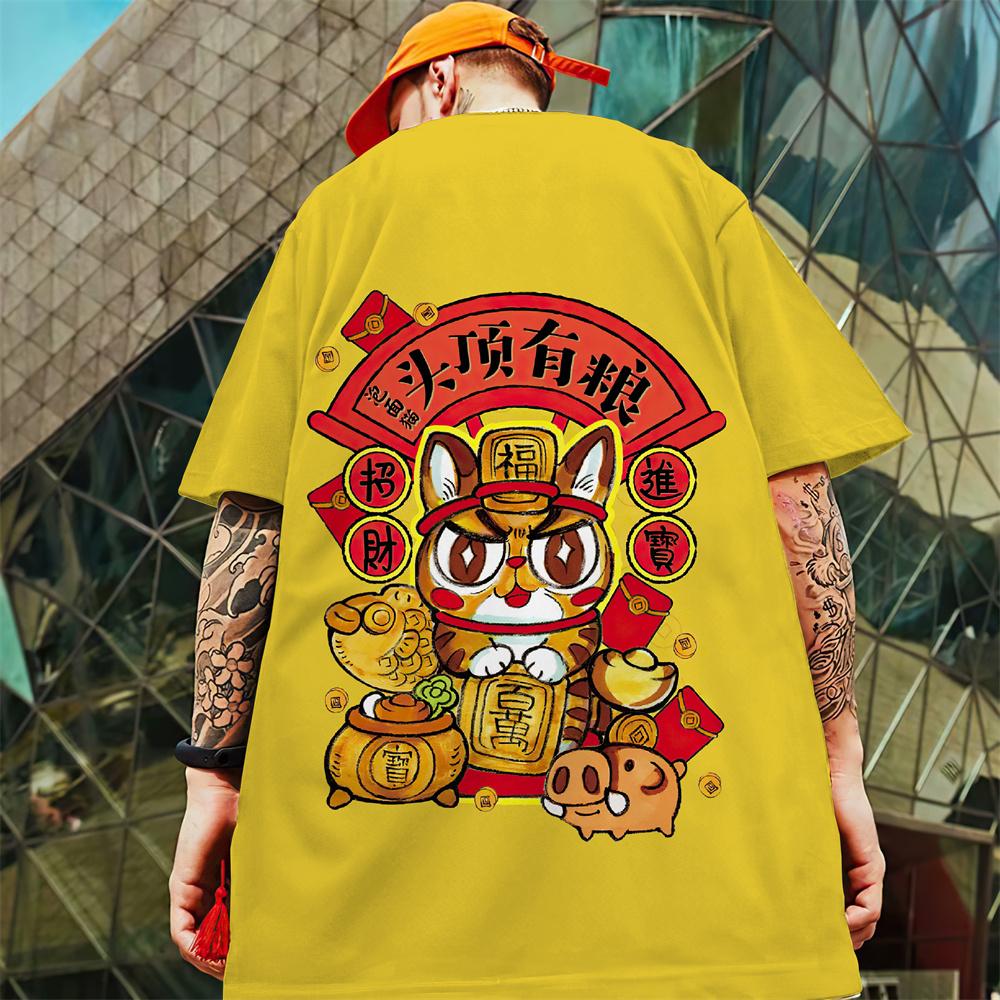 Новая мужская футболка с 3d самурайским котом, футболка с короткими рукавами, лето 2024, быстросохнущие повседневные футболки, топы, повседневная футболка большого размера для мужчин